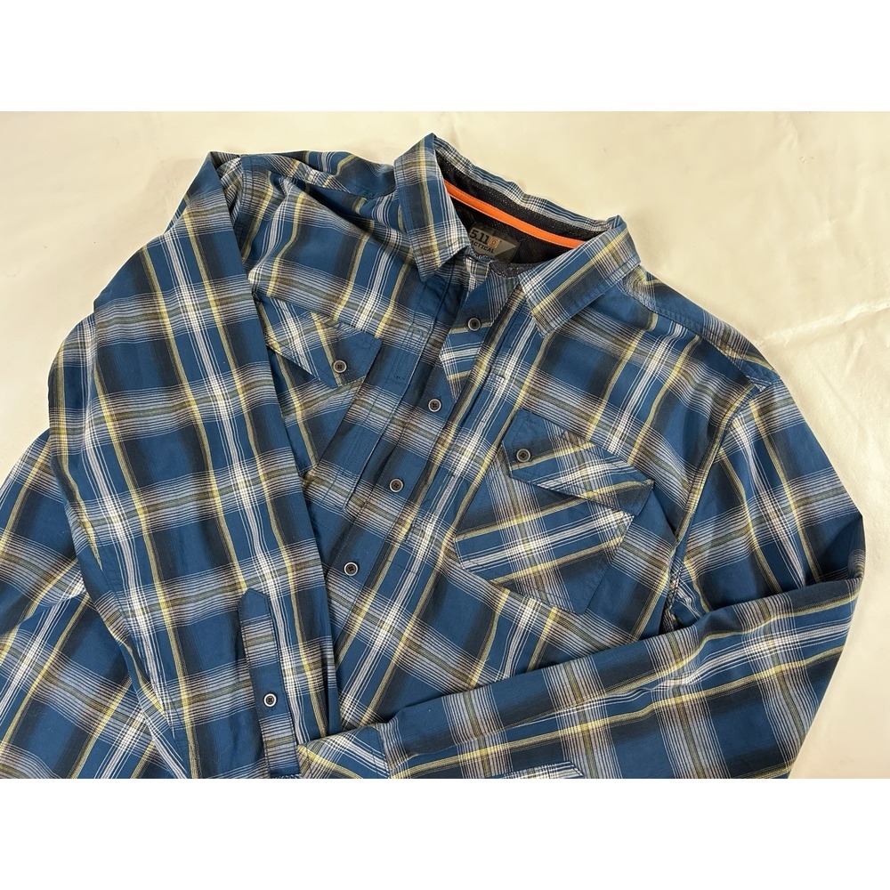 5.11 Tactical Mens XL Blue Plaid Long Sleeve Snap Down Utility Shirt